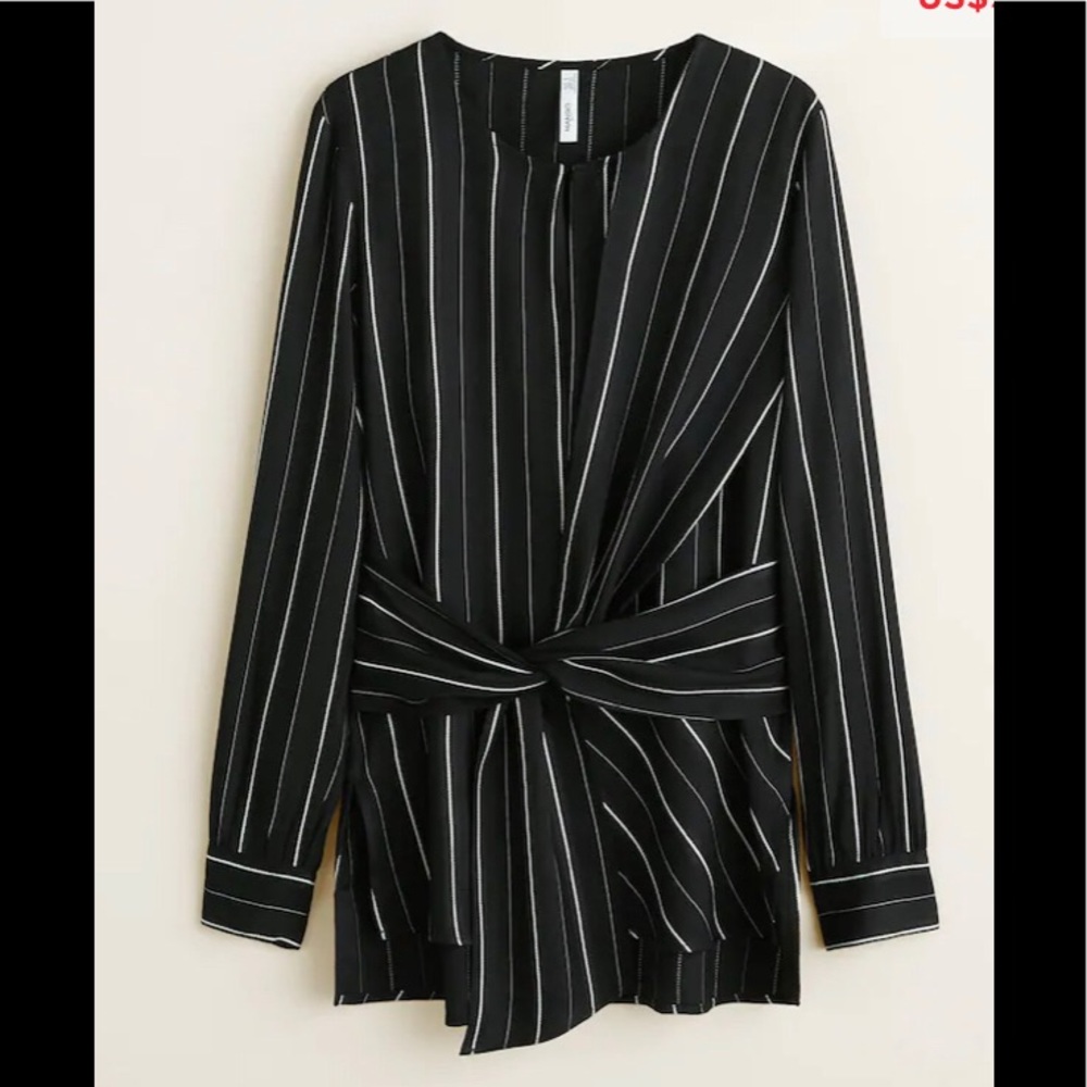 Mango Striped bow blouse - Picture 4 of 8
